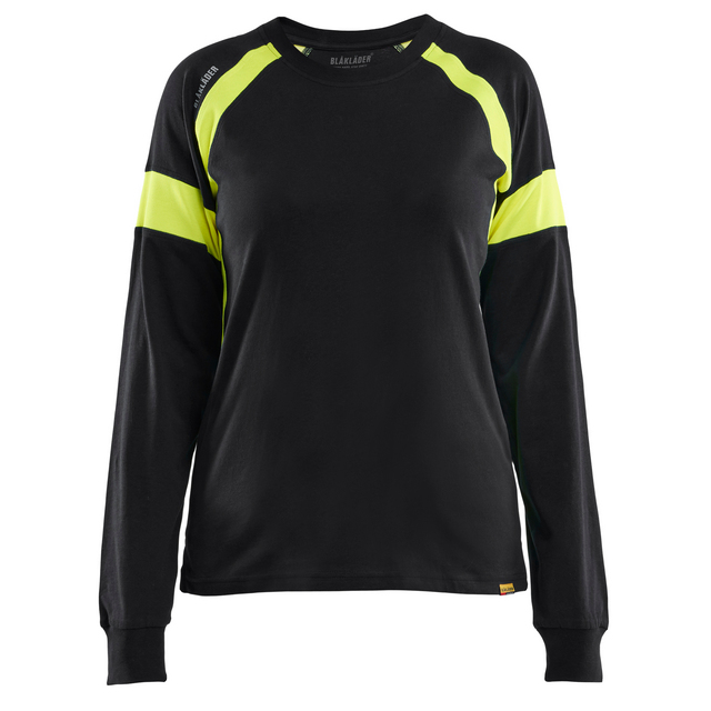 T-SHIRT LÅNGÄRMAD MED VARSEL DAM SVART/VARSELGUL XXL | Beijerbygg Byggmaterial