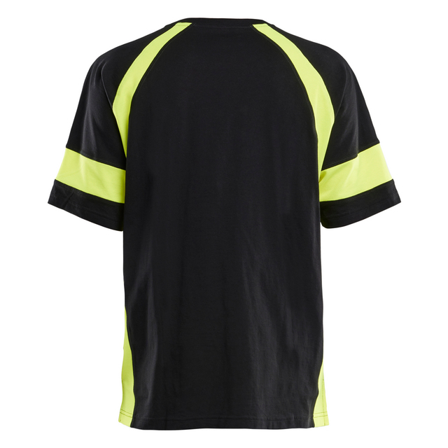 T-SHIRT MED VARSEL SVART/VARSELGUL XXXL