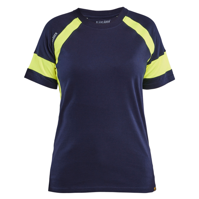 T-SHIRT MED VARSEL DAM MARINBLÅ/VARSELGUL XXL | Beijerbygg Byggmaterial