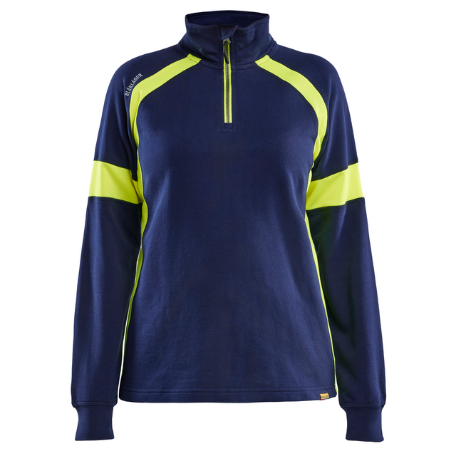 SWEATSHIRT MED VARSEL DAM MARINBLÅ/VARSELGUL M | Beijerbygg Byggmaterial