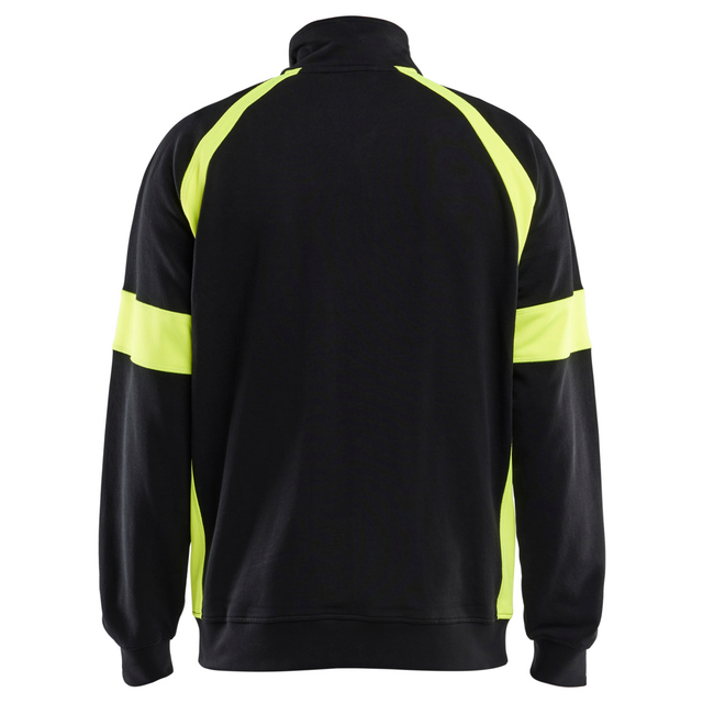 SWEATSHIRT MED VARSEL FULL ZIP SVART/VARSELGUL XXL