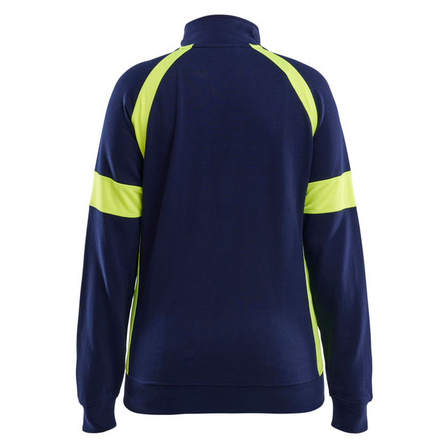 Produktbild föreställande artikeln SWEATSHIRT MED VARSEL FULL ZIP DAM MARINBLÅ/VARSELGUL XS från kategorin Överdelar