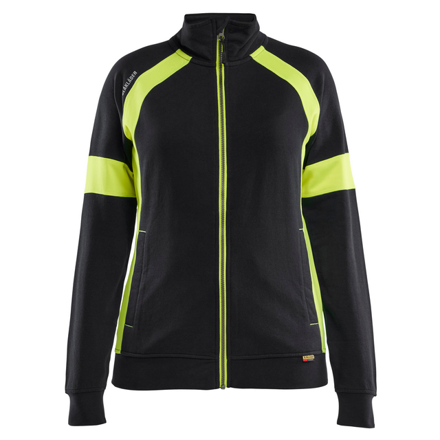 SWEATSHIRT MED VARSEL FULL ZIP DAM SVART/VARSELGUL XL | Beijerbygg Byggmaterial