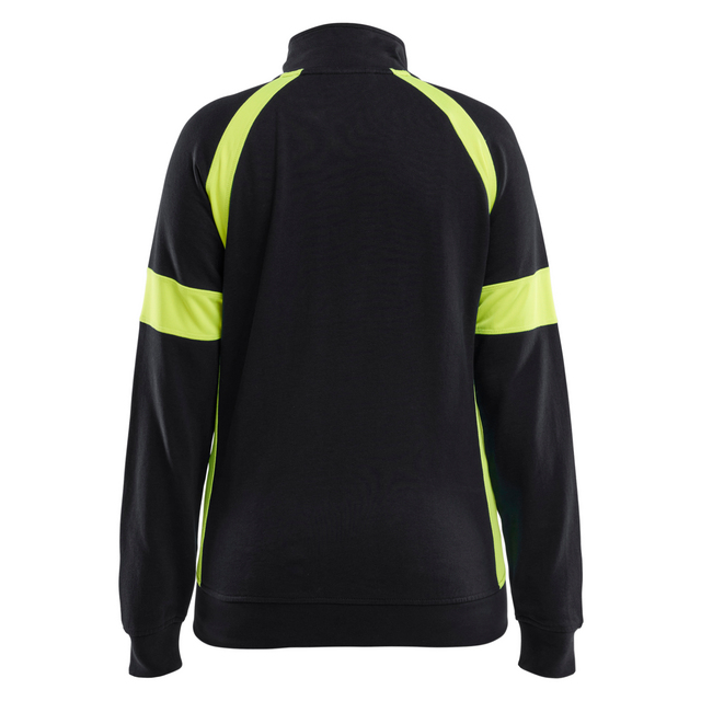 Produktbild föreställande artikeln SWEATSHIRT MED VARSEL FULL ZIP DAM SVART/VARSELGUL XL från kategorin Överdelar