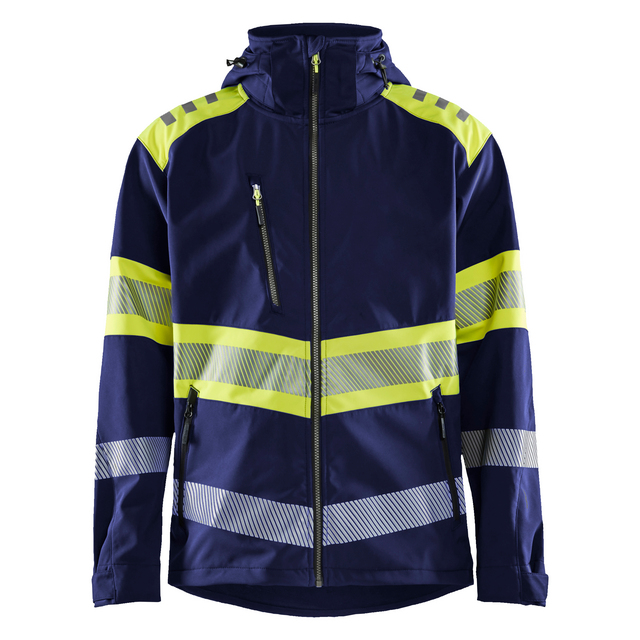 SOFTSHELLJACKA VARSEL 4494 2513 MARINBLÅ/VARSELGUL L | Beijerbygg Byggmaterial