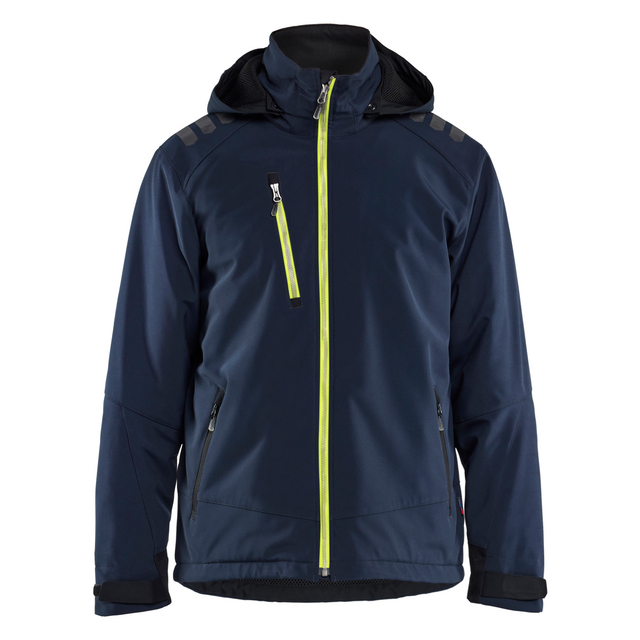 VINTERJACKA 47502513 SOFTSHELL LÄTTFODRAD BLÅ/VARSELGUL M | Beijerbygg Byggmaterial