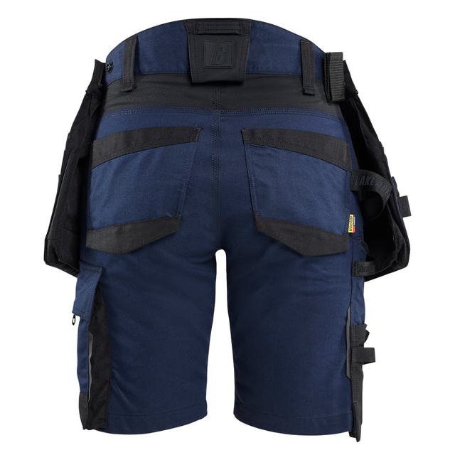 HANTVERKSSHORTS MED STRETCH DAM MÖRK MARINBLÅ/SVART C34