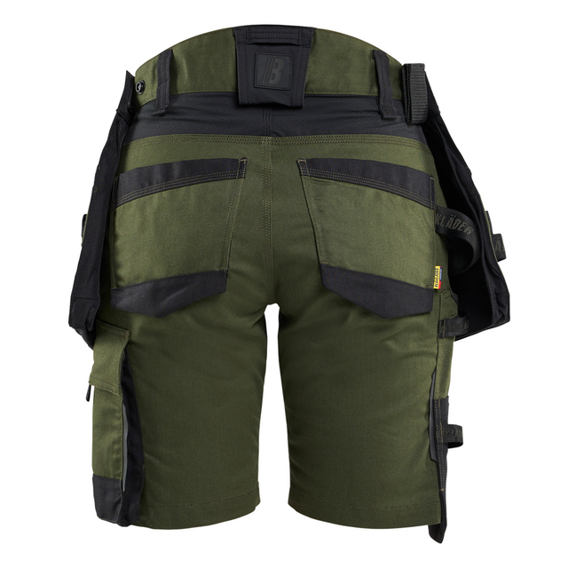 HANTVERKSSHORTS MED STRETCH DAM SKOGSGRÖN/SVART C46