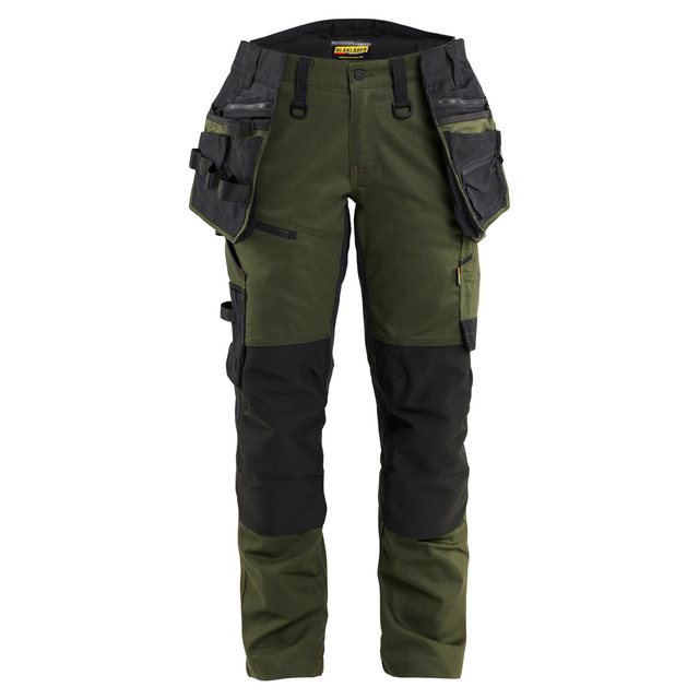 HANTVERKSBYXA MED STRETCH DAM SKOGSGRÖN/SVART D23