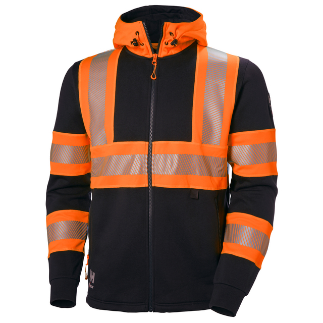 LUVTRÖJA ICU HELZIP VARSEL ORANGE/GRANITGRÅ S