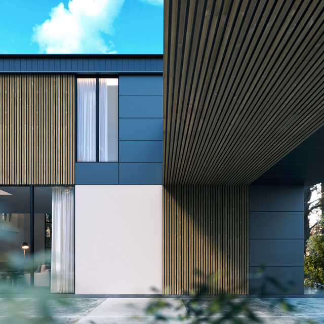 Miljöbild föreställande artikeln VÄGGPANEL BÅSTAD 3 ROCKPANEL NATUR 400X28X3000MM från kategorin Staket & Räcken