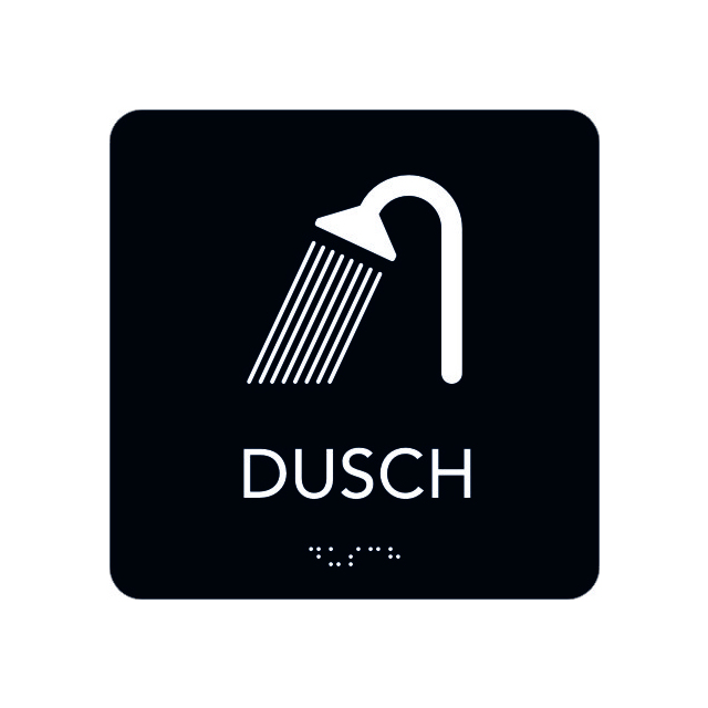 SKYLT UNIGRAPHICS DUSCH TAKTIL SVART 150X150MM | Beijerbygg Byggmaterial
