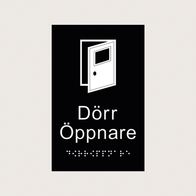 SKYLT UNIGRAPHICS DÖRRÖPPNARE TAKTIL SVART 150X150MM | Beijerbygg Byggmaterial