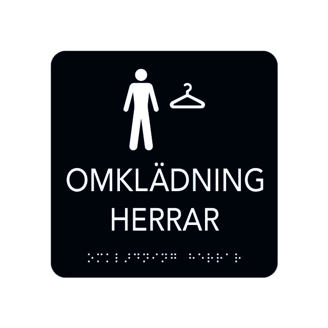 SKYLT UNIGRAPHICS OMKLÄDNING HERR TAKTIL SVART 150X150MM | Beijerbygg Byggmaterial