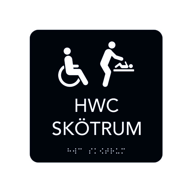 SKYLT UNIGRAPHICS SKÖTRU HANDI TOALETT TAKTIL SV 150X150MM | Beijerbygg Byggmaterial