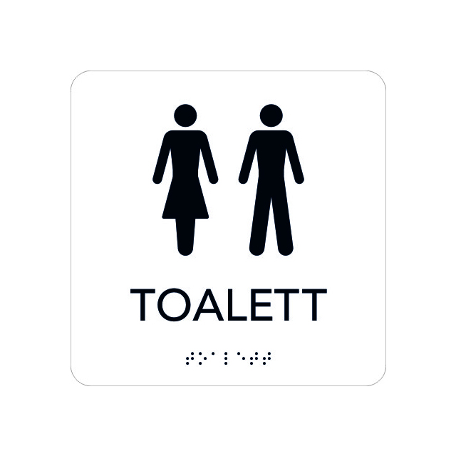 SKYLT UNIGRAPHICS TOALETT DAM HERR TAKTIL VIT 150X150MM | Beijerbygg Byggmaterial