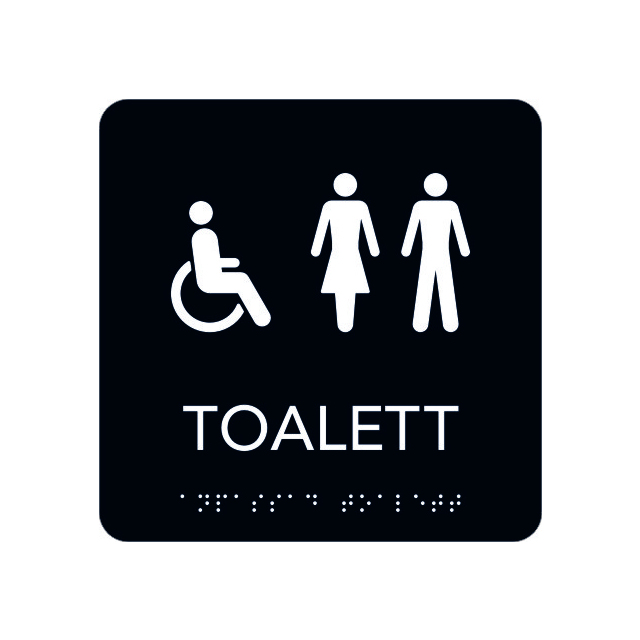 SKYLT UNIGRAPHICS TOALETT RWC DAM HERR TAKTIL SV 150X150MM | Beijerbygg Byggmaterial