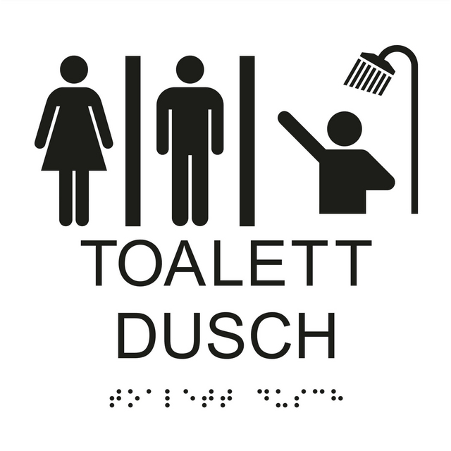 SKYLT UNIGRAPHICS WC DUSCH DAM HERR TAKTIL VIT 150X150MM | Beijerbygg Byggmaterial