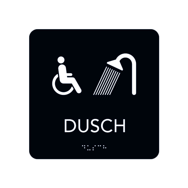 SKYLT UNIGRAPHICS RWC DUSCH TAKTIL SVART 150X150MM | Beijerbygg Byggmaterial