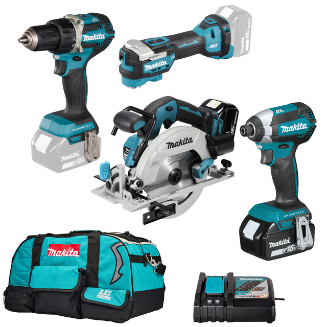KOMBOKIT DLX4197TX1 MAKITA 18V 4MASKIN 2X5AH DC18RC VÄSKA