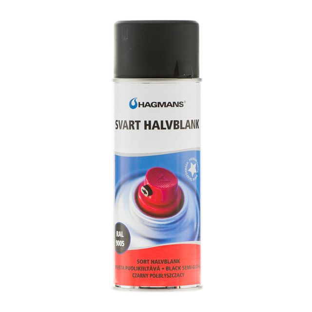 Produktbild föreställande artikeln SPRAYFÄRG HAGMANS SVART HALVBLANK från kategorin Sprayfärg