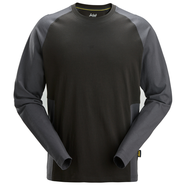 T-SHIRT LÅNGÄRMAD 2-FÄRG SVART/STÅLGRÅ STL XXL | Beijerbygg Byggmaterial