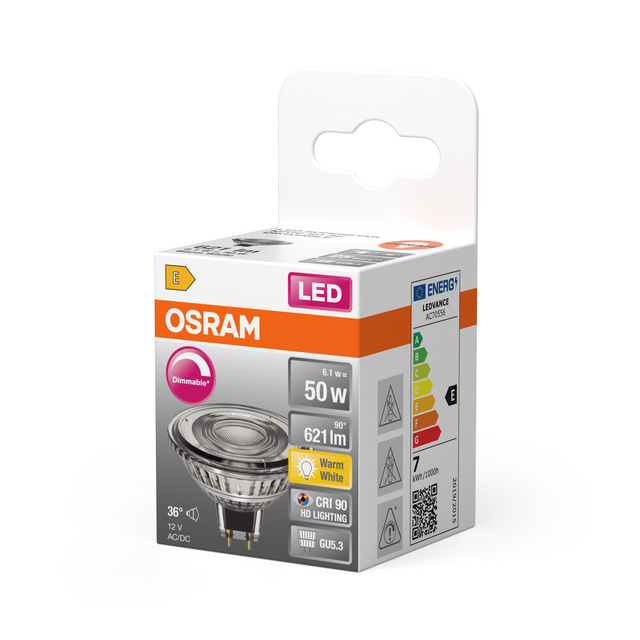 LEDLAMPA OSRAM SUPERSTAR DIM MR16 36GR 621LM 6.1W 927 GU5.3 | Beijerbygg Byggmaterial