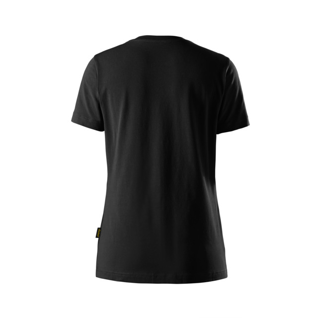 Svart kortärmad t-shirt sedd bakifrån.