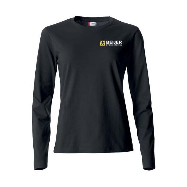 BASIC-T L/S DAM SVART XXL PERSONALKLÄDER MED TRYCK | Beijerbygg Byggmaterial