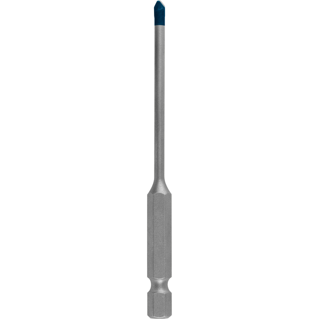 En stålskruvmejselbits med sexkantigt skaft och spets i blå färg.