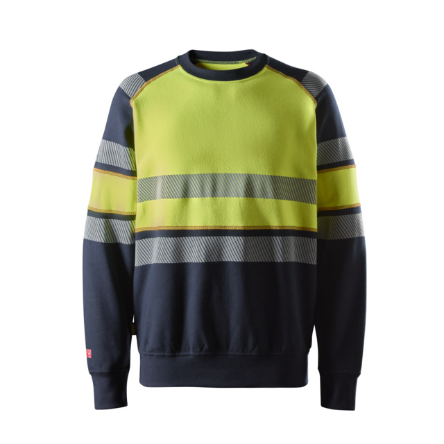 Produktbild föreställande artikeln SWEATSHIRT KL1 PW MARIN/VARSELGUL STL 3XL från kategorin Överdelar