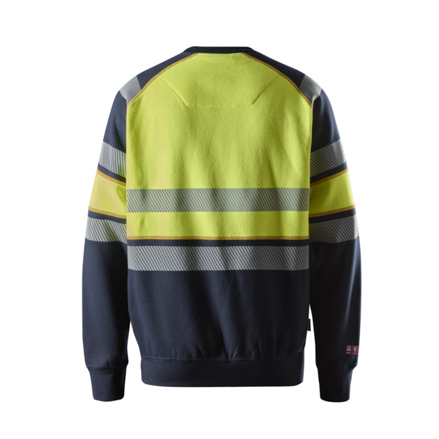 Produktbild föreställande artikeln SWEATSHIRT KL1 PW MARIN/VARSELGUL STL 3XL från kategorin Överdelar