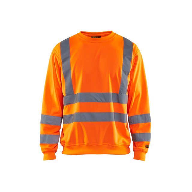 Orange varseltröja med grå reflexband över axlar och bröst.