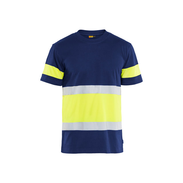 VARSEL-T-SHIRT 3387 1030 MARINBLÅ/VARSELGUL S