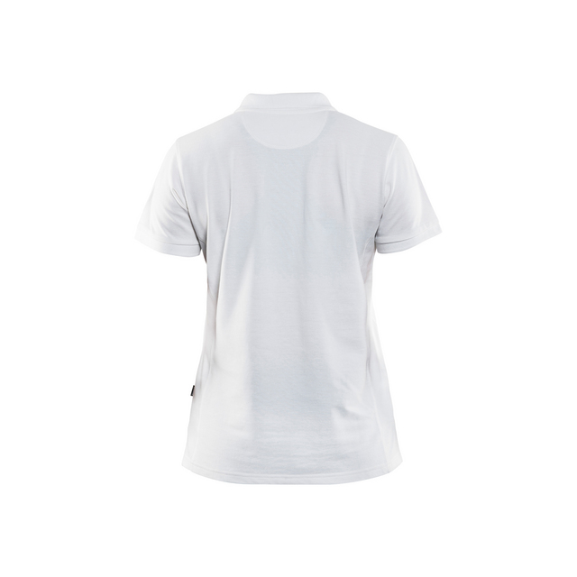 En vit t-shirt sedd bakifrån på vit bakgrund.