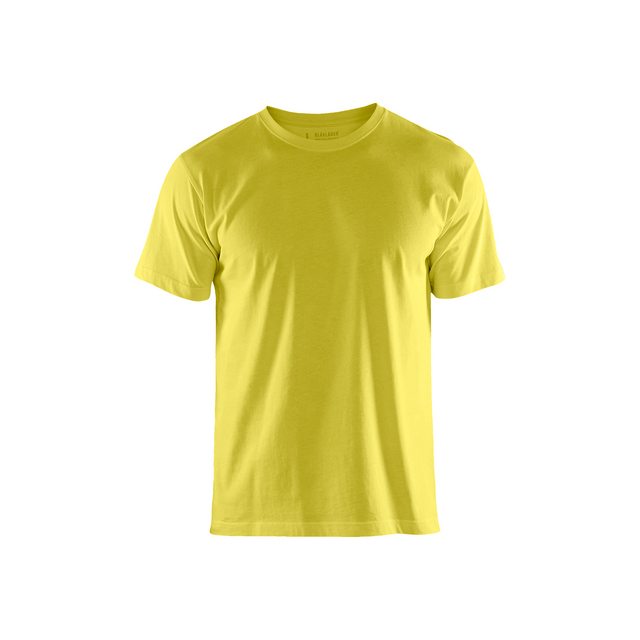 Gul reflex-t-shirt med korta ärmar och rund halsringning.