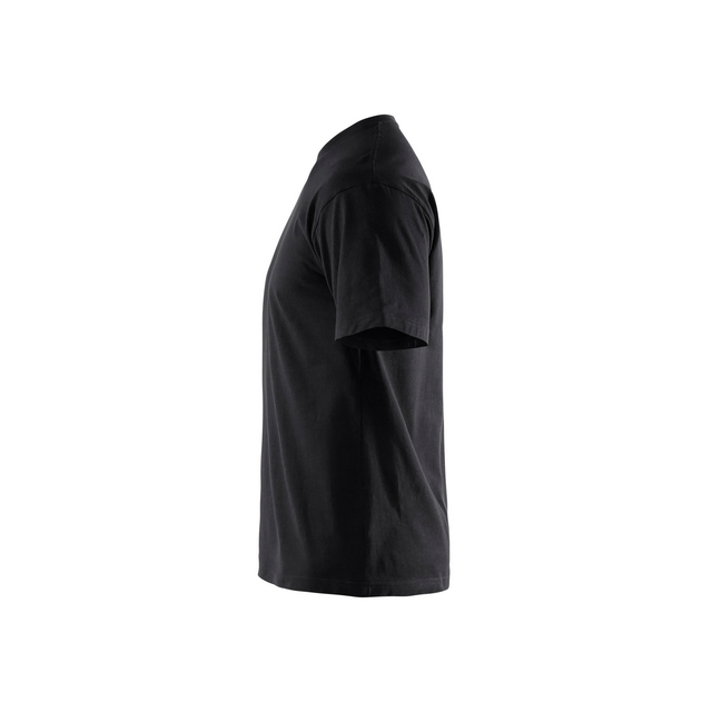 Svart T-shirt i profil med korta ärmar och rund hals.