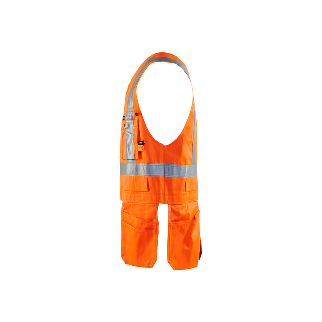 Orange reflexväst med fickor och silverreflexer.