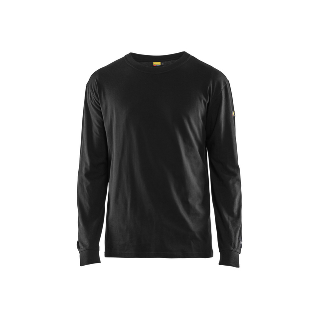 Svart långärmad t-shirt med rund hals i enfärgad design.