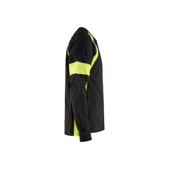 T-SHIRT 3520 1030 LÅNGÄRMAD SVART/VARSELGUL XXXL