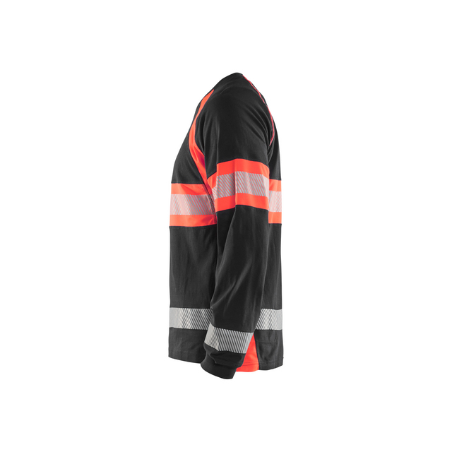 T-SHIRT 3510 1030 LÅNGÄRMAD VARSEL SVART/VARSELRÖD XXXL