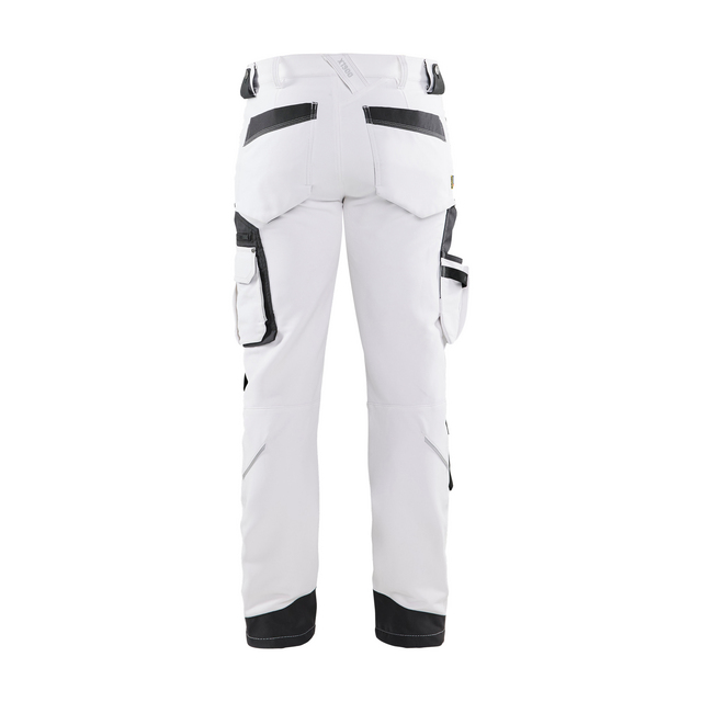 MÅLARBYXA 1089 1645 4-VÄGS STRETCH VIT/MÖRKGRÅ C60