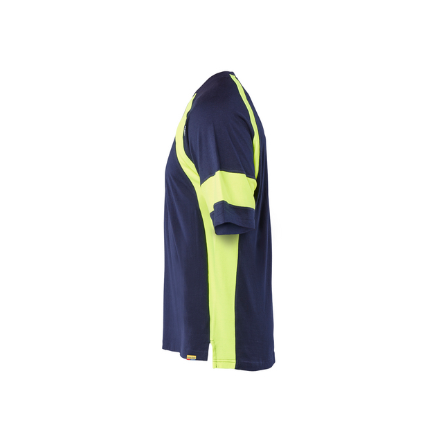 T-SHIRT MED VARSEL MARINBLÅ/VARSELGUL XXL