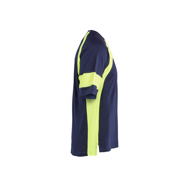 T-SHIRT MED VARSEL MARINBLÅ/VARSELGUL XXL