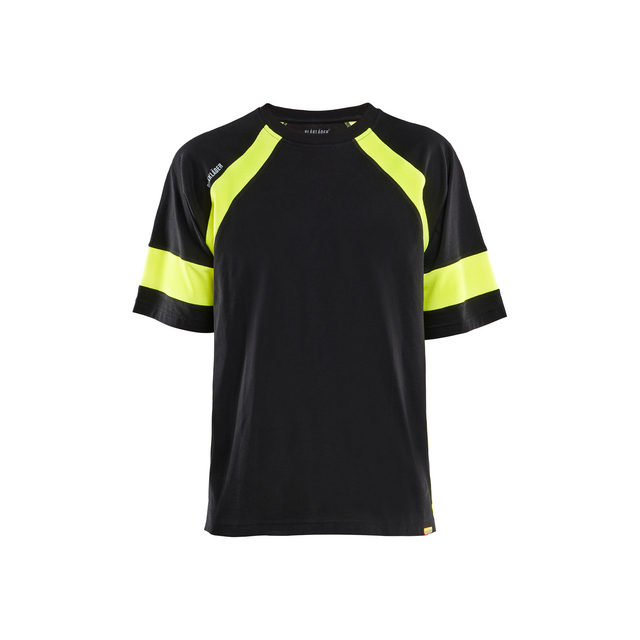 T-SHIRT MED VARSEL SVART/VARSELGUL XXXL