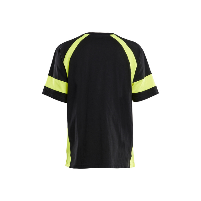 T-SHIRT MED VARSEL SVART/VARSELGUL XXXL