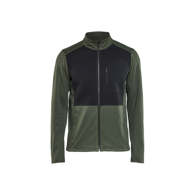 TRÖJA FULL ZIP HÖSTGRÖN/SVART XL