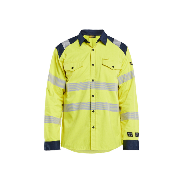 SKJORTA 3239 1517 MULTINORM VARSELGUL/MARINBLÅ 4XL