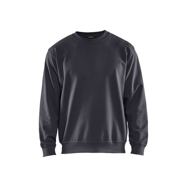 Mellangrå sweatshirt med långa ärmar och rund hals.