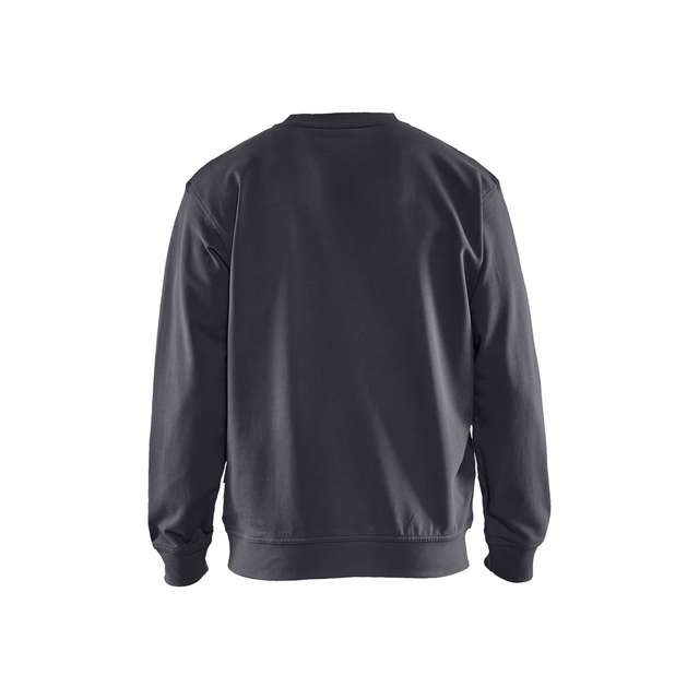 Mörk sweatshirt sedd bakifrån, med långa ärmar och rund hals.